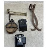 Early Wooden Pulley, Match Safe, etc.