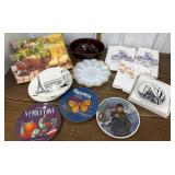 Embroidered pillow covers, Mar-Crest stoneware