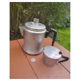 Aluminum Coffee Peculator & Creamer