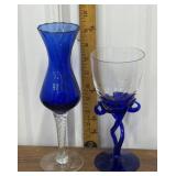 Jozefina Krosno jellyfish glass, cobalt blue