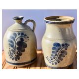 2 pc Signed Salt Glaze Pottery