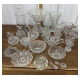 Glass bowls, vases, pitchers, stoppers etc