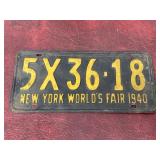1940 Worlds fair license plate