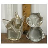 Glass elephant & owl