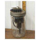 Automotive glass jar windshield washer reservoir