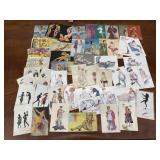 Pin-up risquï¿½ pretty lady postcards