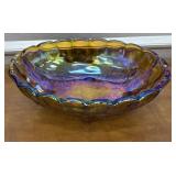 Carnival glass footed Fruit Bowl