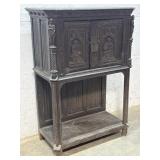 French Gothic Revival Carved Oak Cabinet 38/19/54