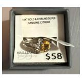 10kt Gold & sterling silver Genuine Citrine size