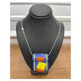 Sterling ï¿½Artisan Fused glassï¿½ chain w/display