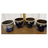 Beaumont pottery crocks- 4 *2 cracked, see photos