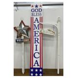 Patriotic yard decor.
