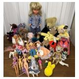 Assorted toys- dolls, Barbieï¿½s, bears, car, horse