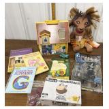 Doll house, Lion King plush, Kiss figure, game,