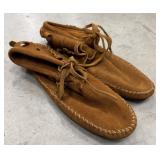 Brown suede Minnetonka fringe moccasins