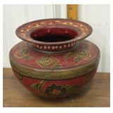 Folk Art Painted metal pot