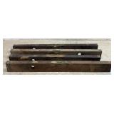 4 Wooden Levels w/ brass ends