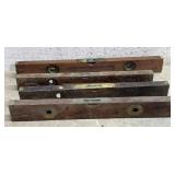 4 Wood Levels w/ brass ends