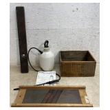 Dovetailed Box, Level, Sprayer & Cabbage Cutter