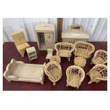 Doll furniture - wicker and wood