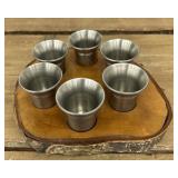 6 Vintage German pewter shot glass Set w/base