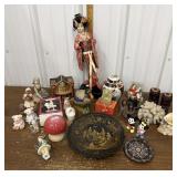 Asian music box, ginger jar, Buddha, Mickey &