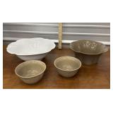 Earthenware and stoneware serving bowls and 2