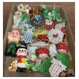 Christmas Ornaments, Vntg bead ornaments & Misc