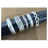 5 .925 or sterling Silver signed Rings