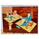 Vintage Hand Painted Japan Lacquer Panel. 1950