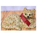 Vintage Floral Decoupage Cat Figurine