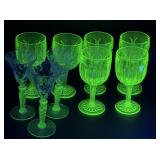 Uranium glass stemware-9 pc