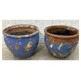 2 Terracotta Planter Pots w/ floral design