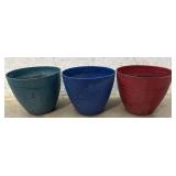 3 large Resin Planters w/ weave pattern