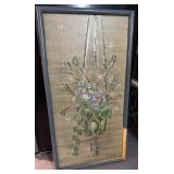 framed floral Macrame 3-D painting on canvas