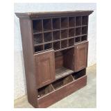 2 Door Post Office Mail Cabinet w/ old red paint