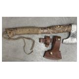 Viking style axe- carved wood handle
