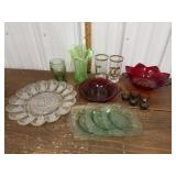 Vase, glasses, egg plate, bowls, plates