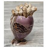 Seashell carved whale Toothpick Holder W/Seashell