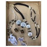 Mosaic cat earring and necklaces - mother of