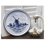 2pc - Holland delft pitcher & hotplate