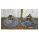 2 unusual Studio Pottery base oil lamps