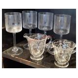 Creamer sugar and stemware