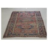 Early oriental carpet- worn - 72" x 55"