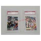 2 football cards - Tom Brady and Patrick Mahomes