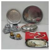 Box of silver plate & stainless including Amber