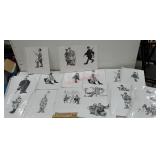 Group of unframed German satire war prints