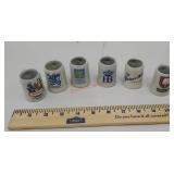 Set of 6 mini stoneware advertising beer steins
