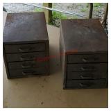2 tin industrial parts caddies - full