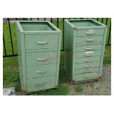 2 metal Green cabinets with drawers - no tops